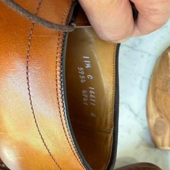 Allen Edmonds Hillcrest Derby Shoes Tan Leather 11.5C Made in USA - Picture 11 of 15